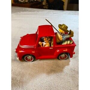 Dog Gone Fishing Pick-Up Red Truck, Bobble Heads, Gemmy USED